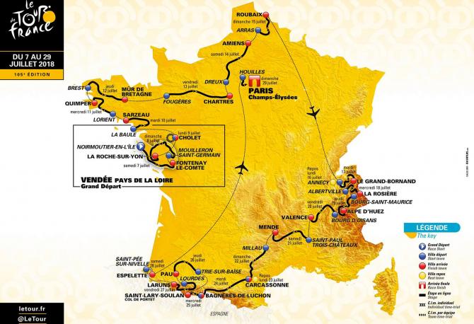 Карта 2018 Tour de France