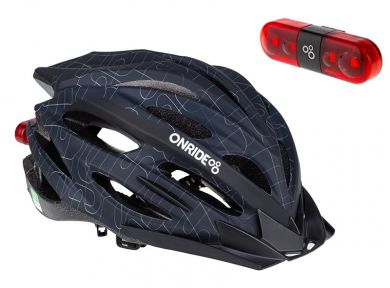Шлем OnRide Grip 2023 58-61(р) черный + мигалка Onride Row