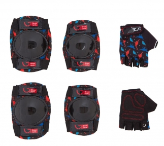 Защита Green Cycle Dino Black для детей, наколенники, налокотники, перчатки